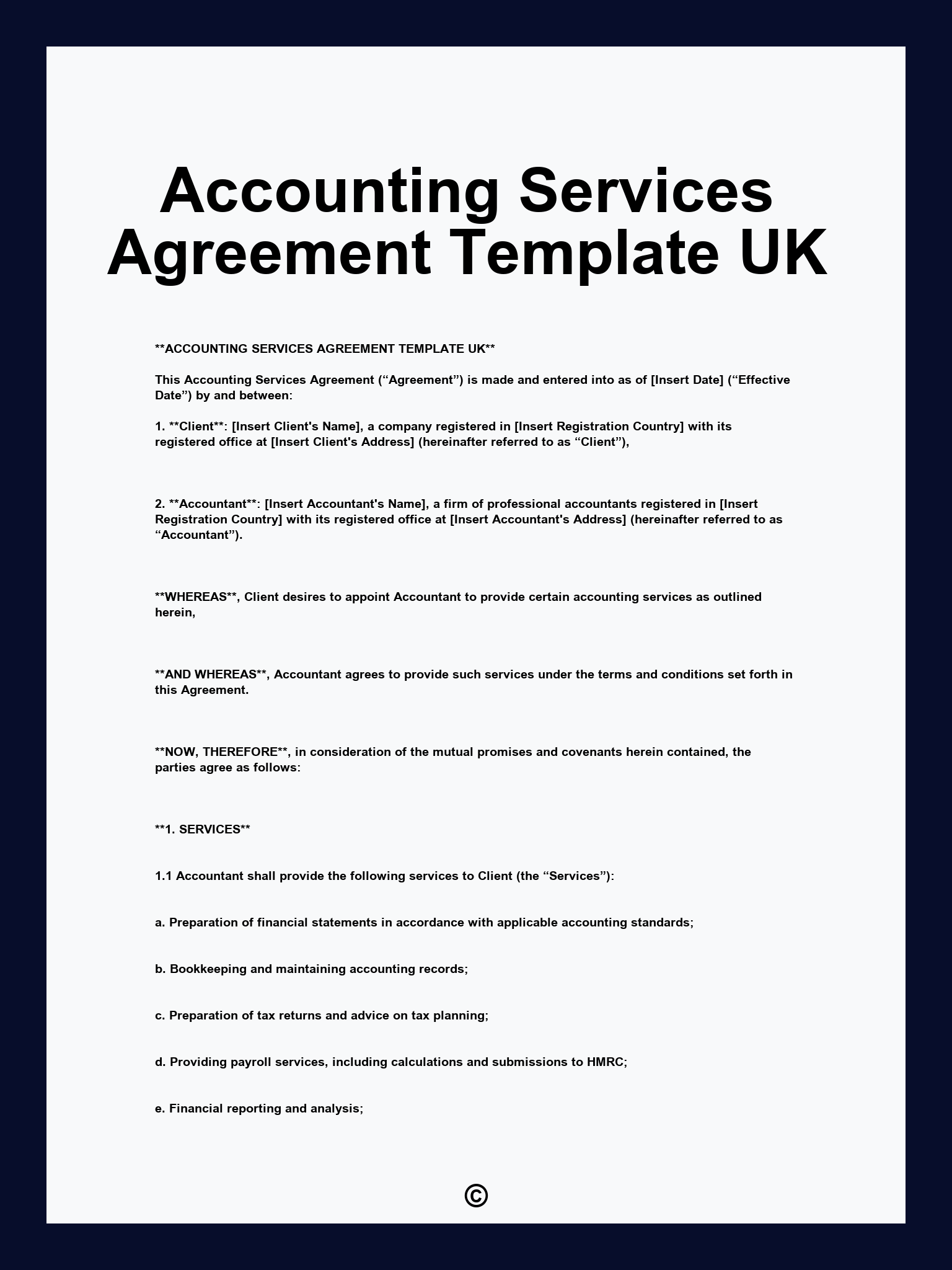 Accounting Services Agreement Template UK