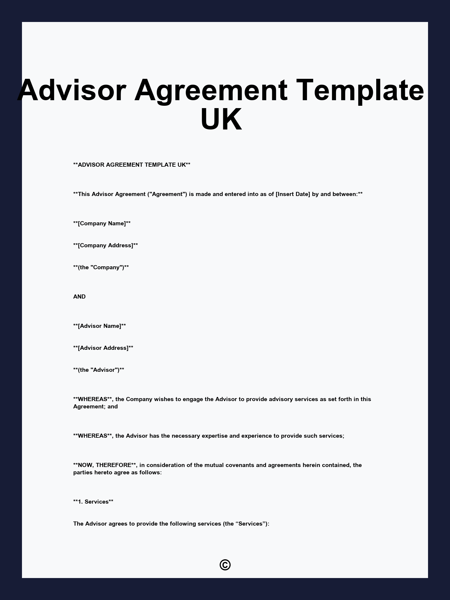 Advisor Agreement Template UK