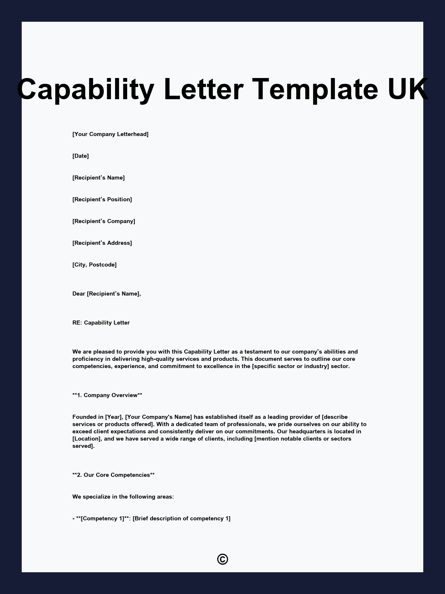 Capability Letter Template UK
