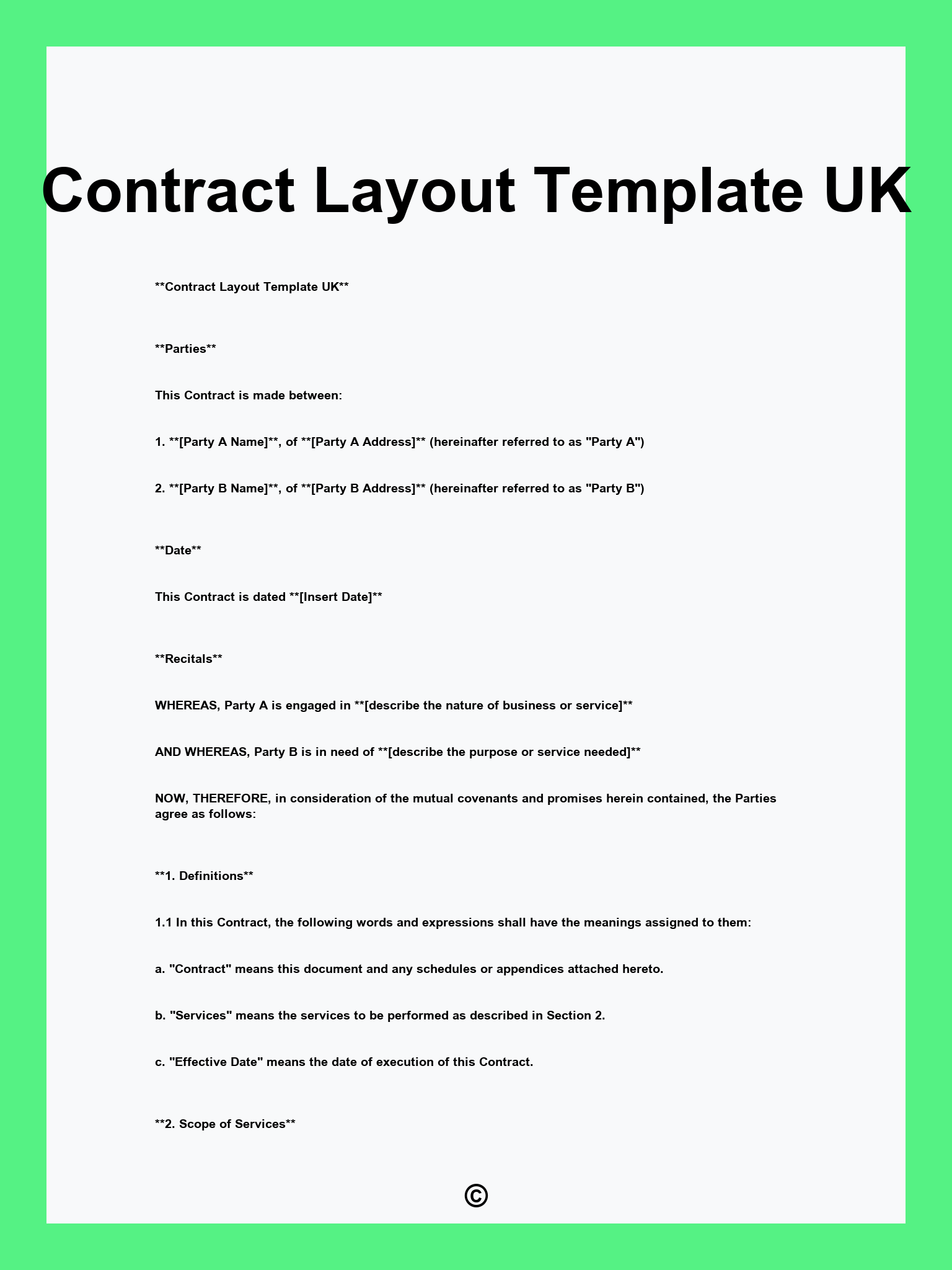 Contract Layout Template UK