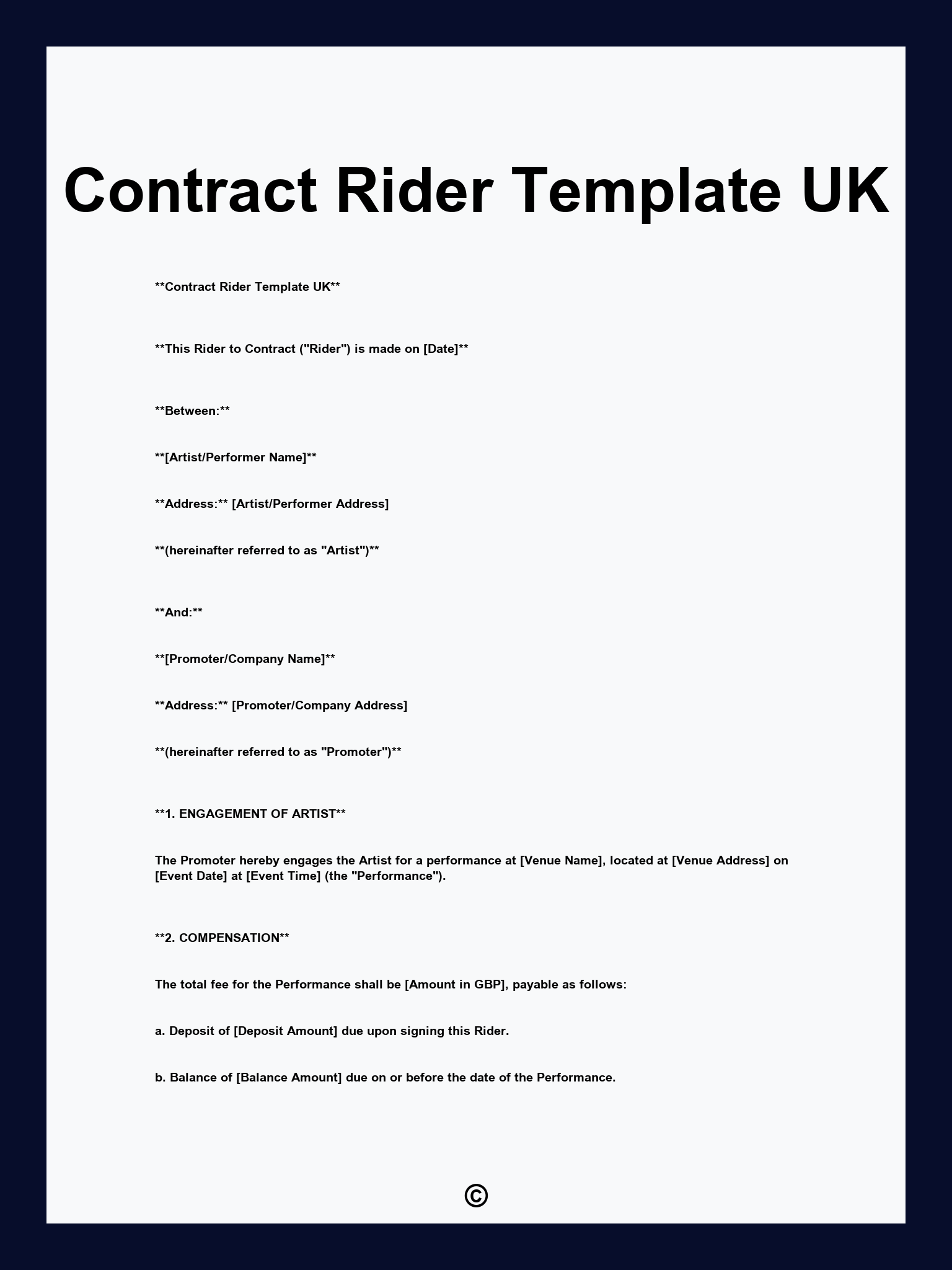 Contract Rider Template UK