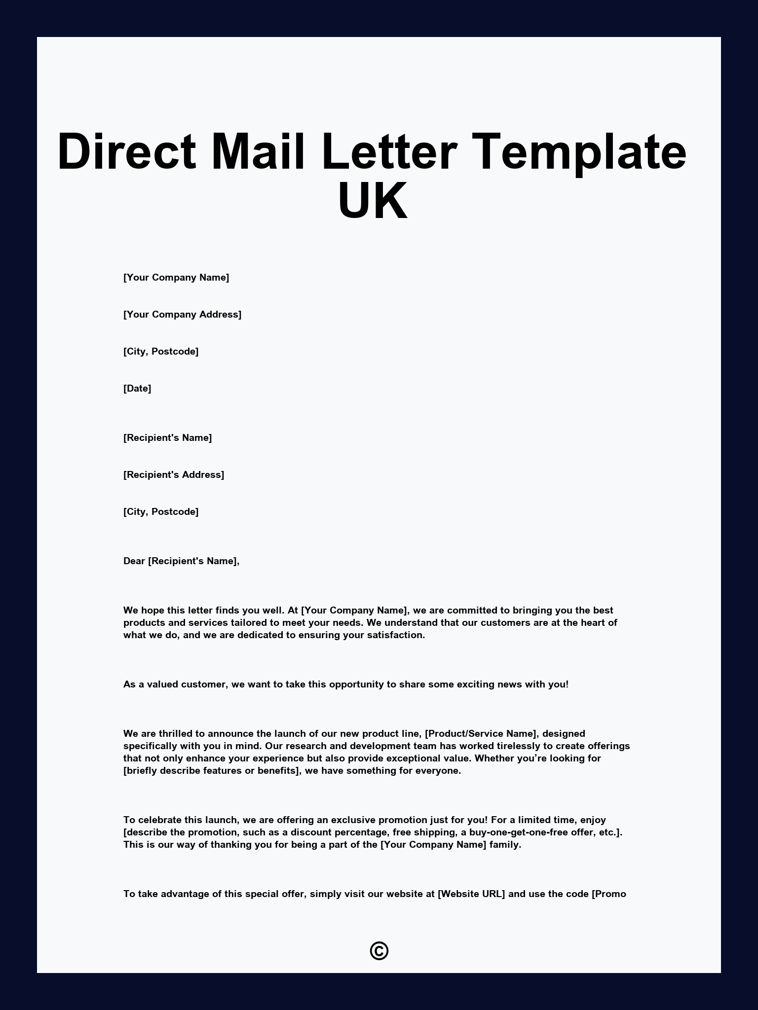 Direct Mail Letter Template UK