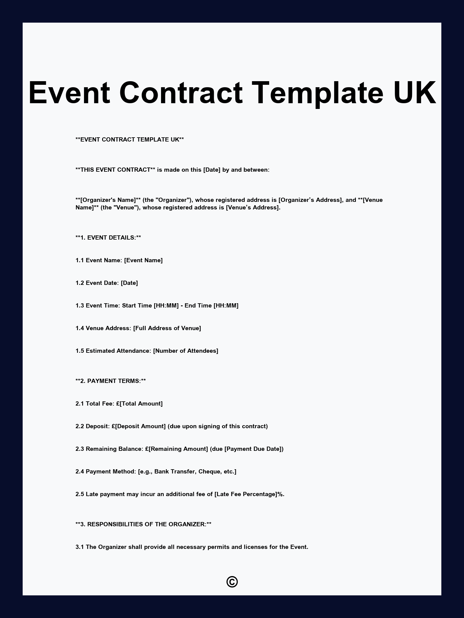 Event Contract Template UK