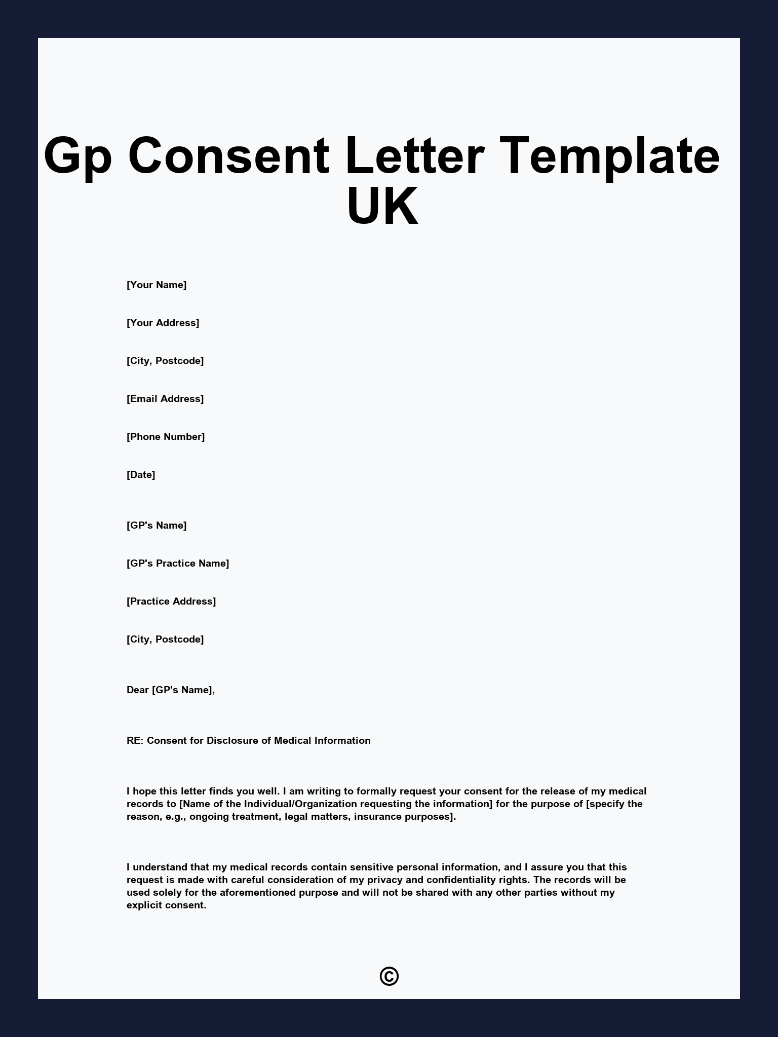 Gp Consent Letter Template UK