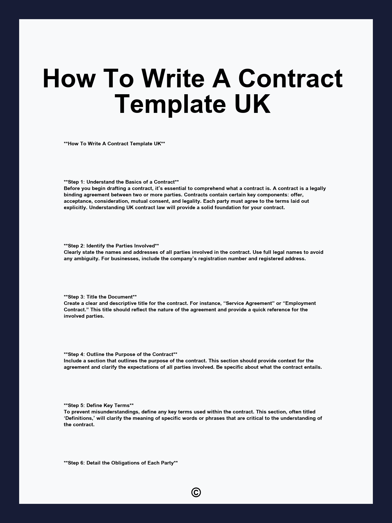 How To Write A Contract Template UK