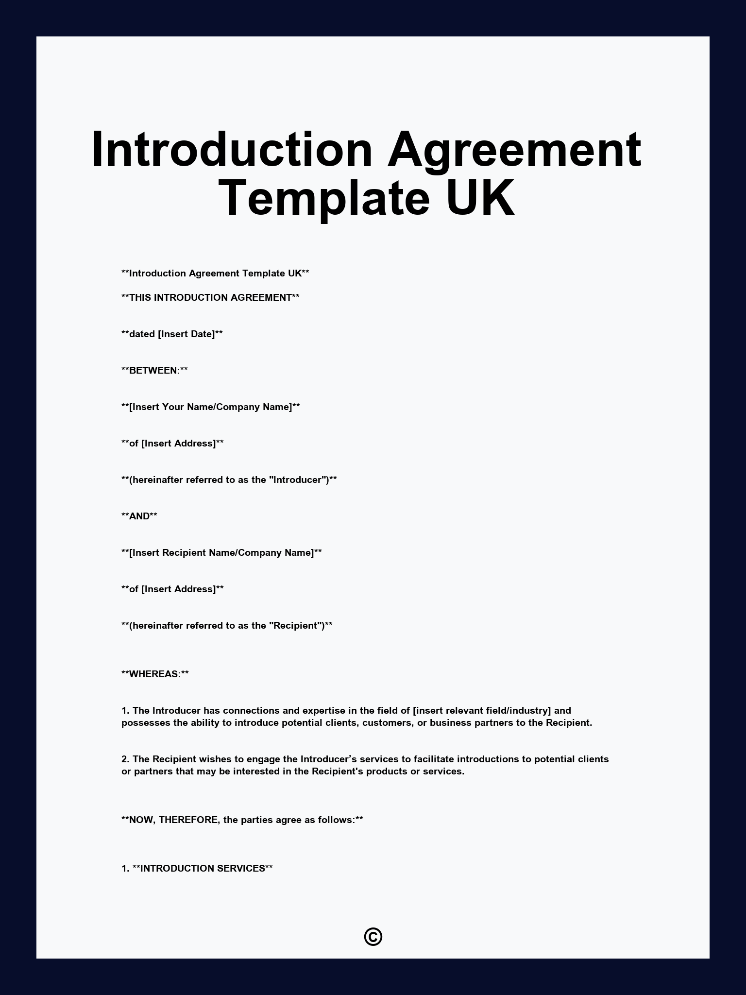 Introduction Agreement Template UK