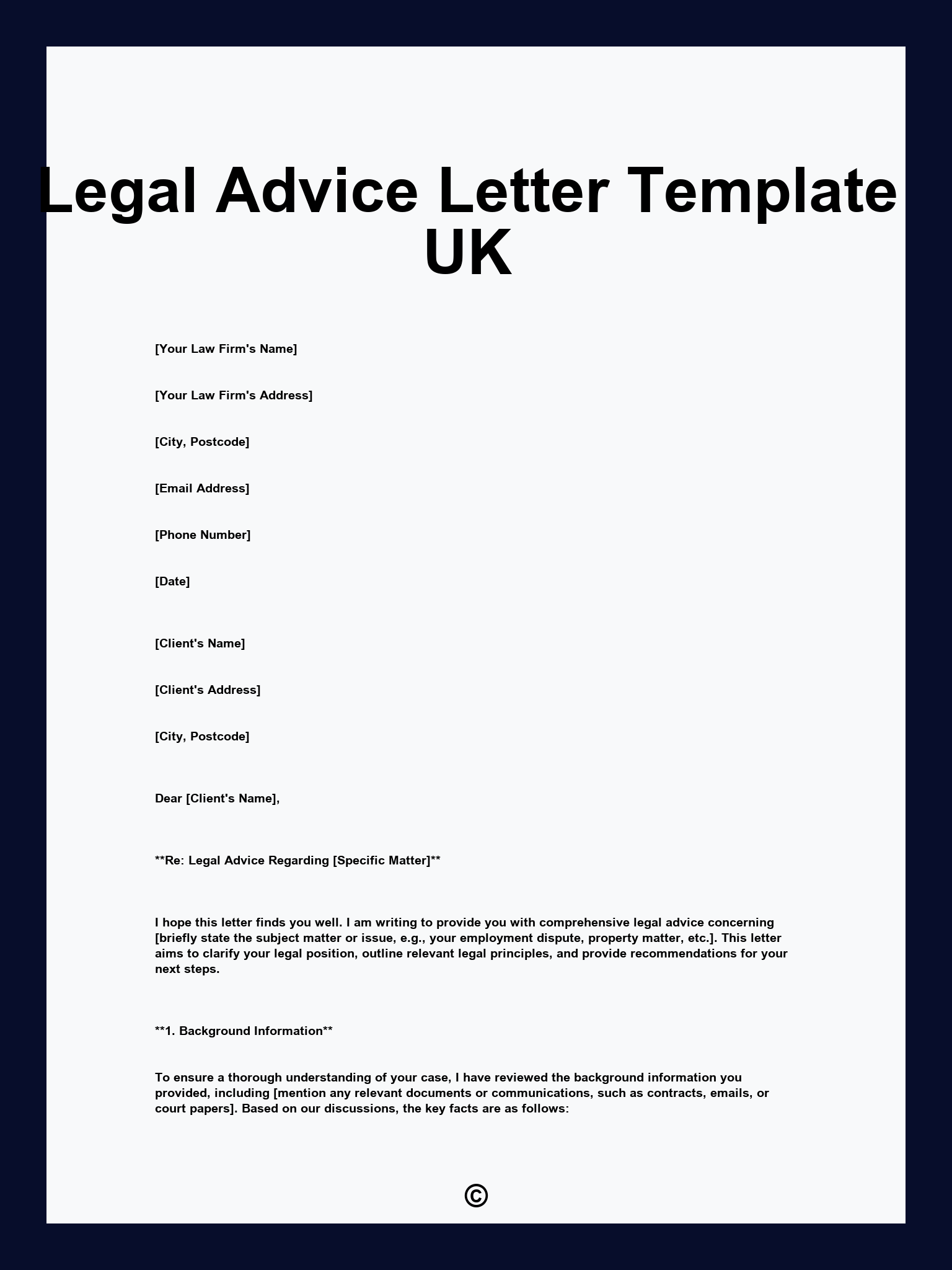 Legal Advice Letter Template UK