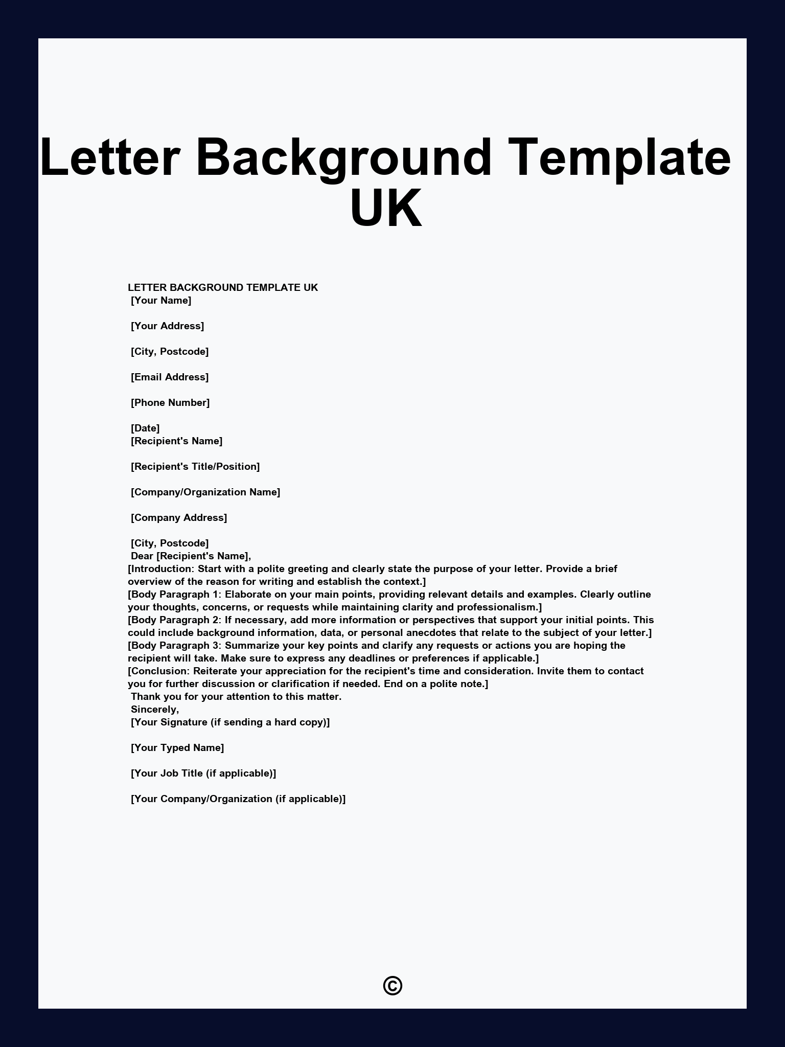 Letter Background Template UK