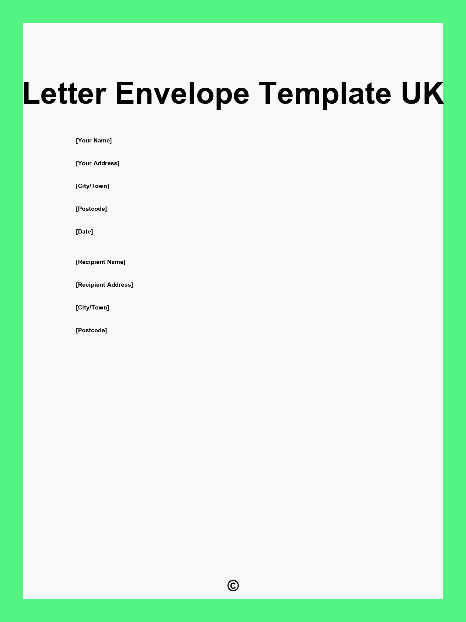 Letter Envelope Template UK