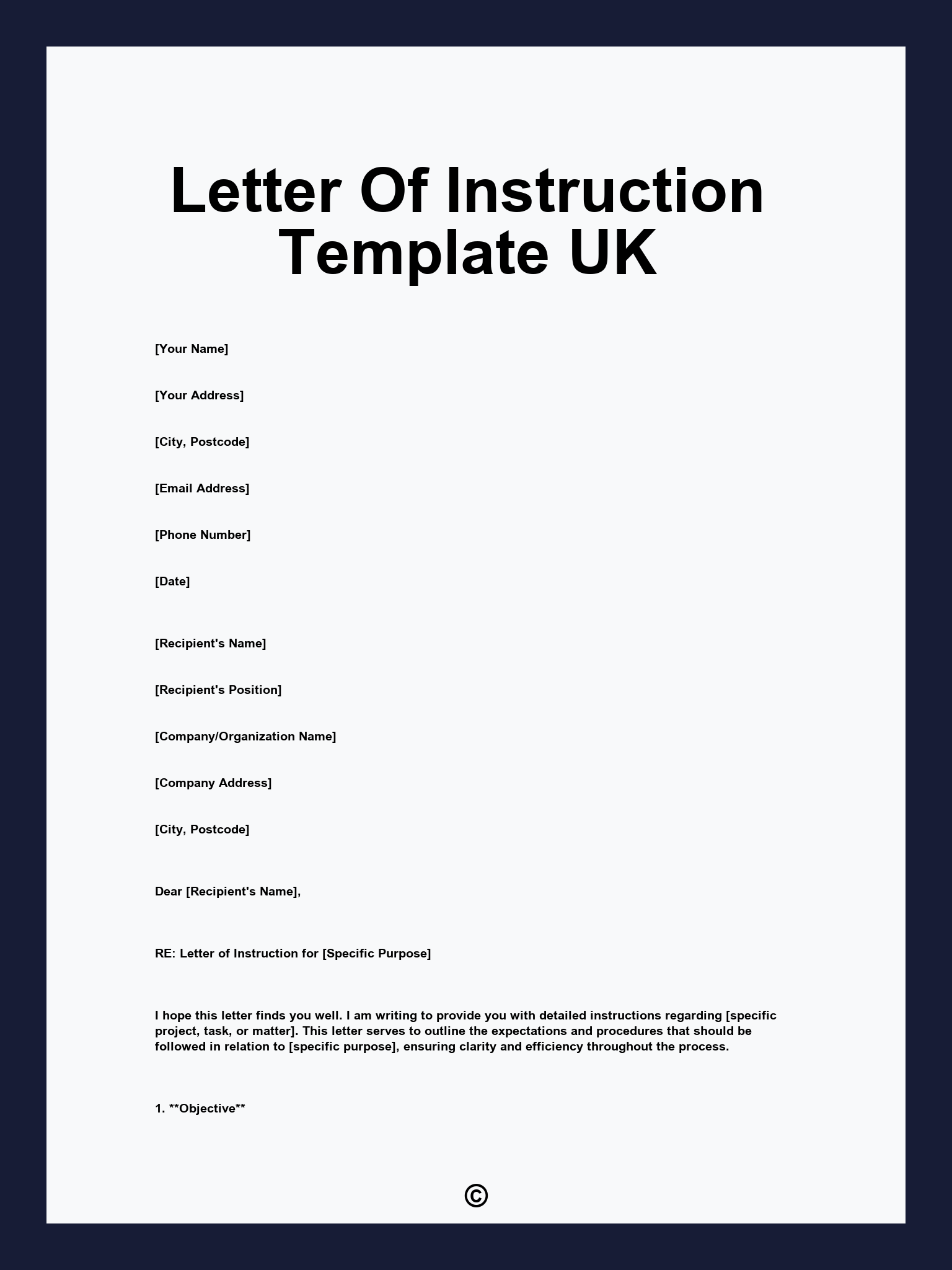 Letter Of Instruction Template UK