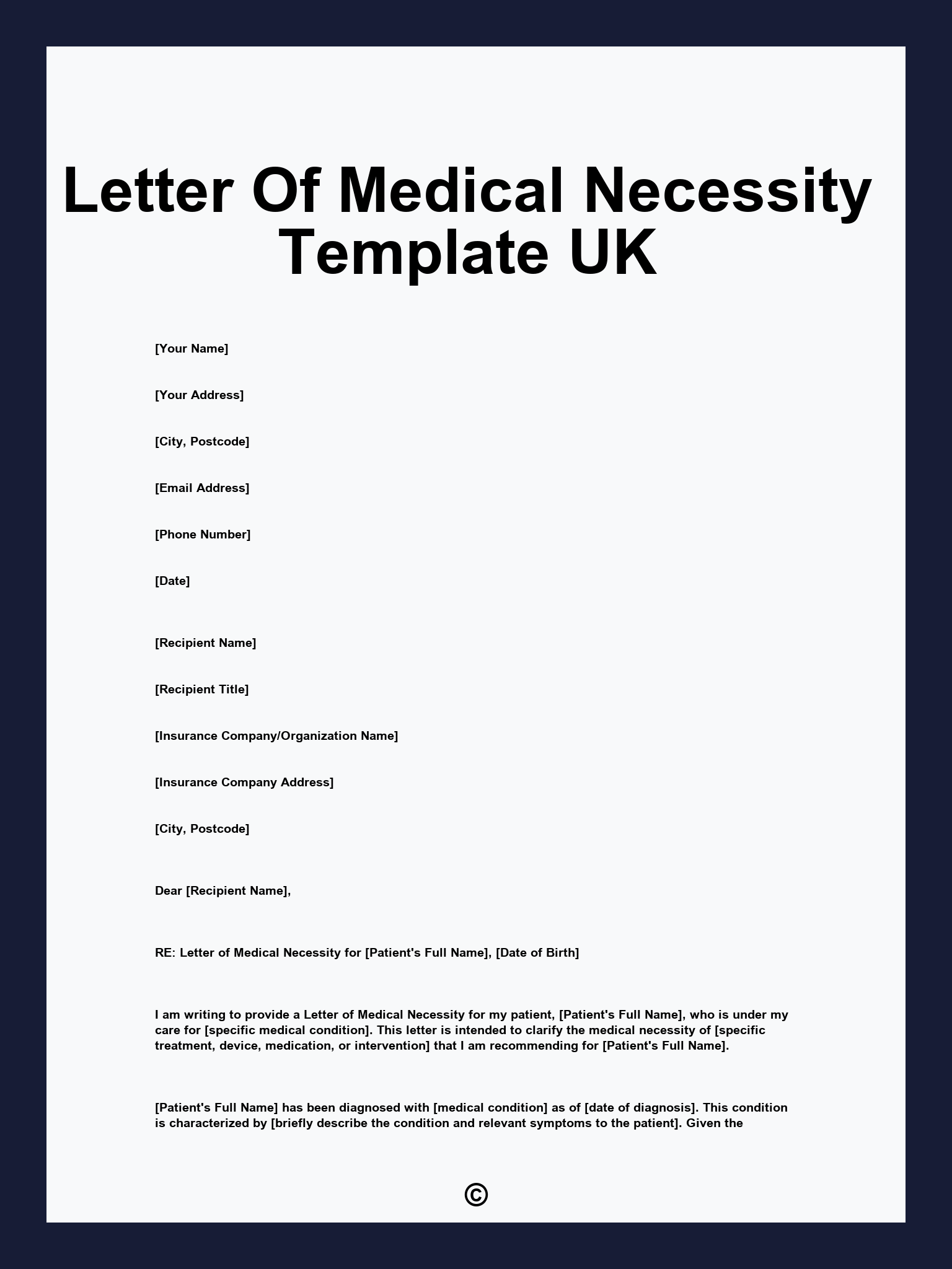 Letter Of Medical Necessity Template UK