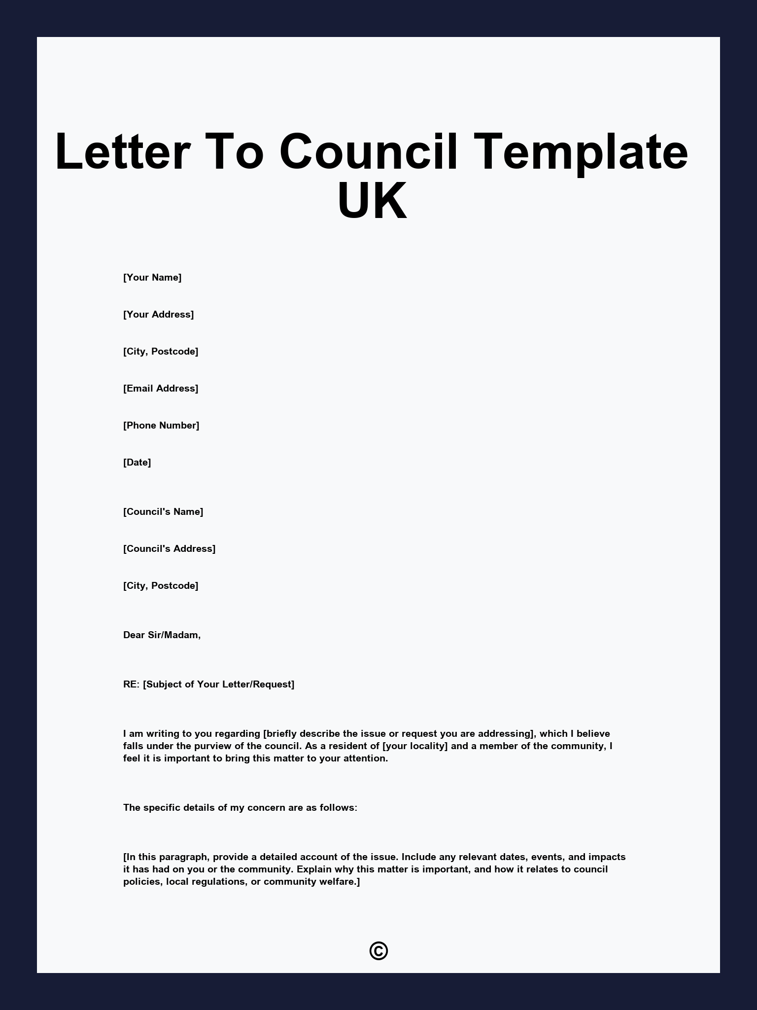 Letter To Council Template UK