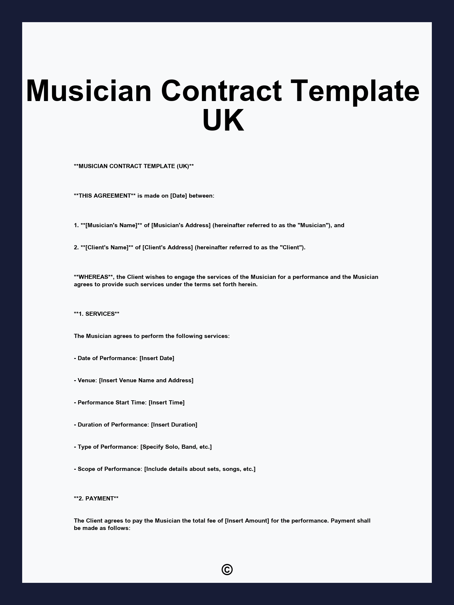 Musician Contract Template UK