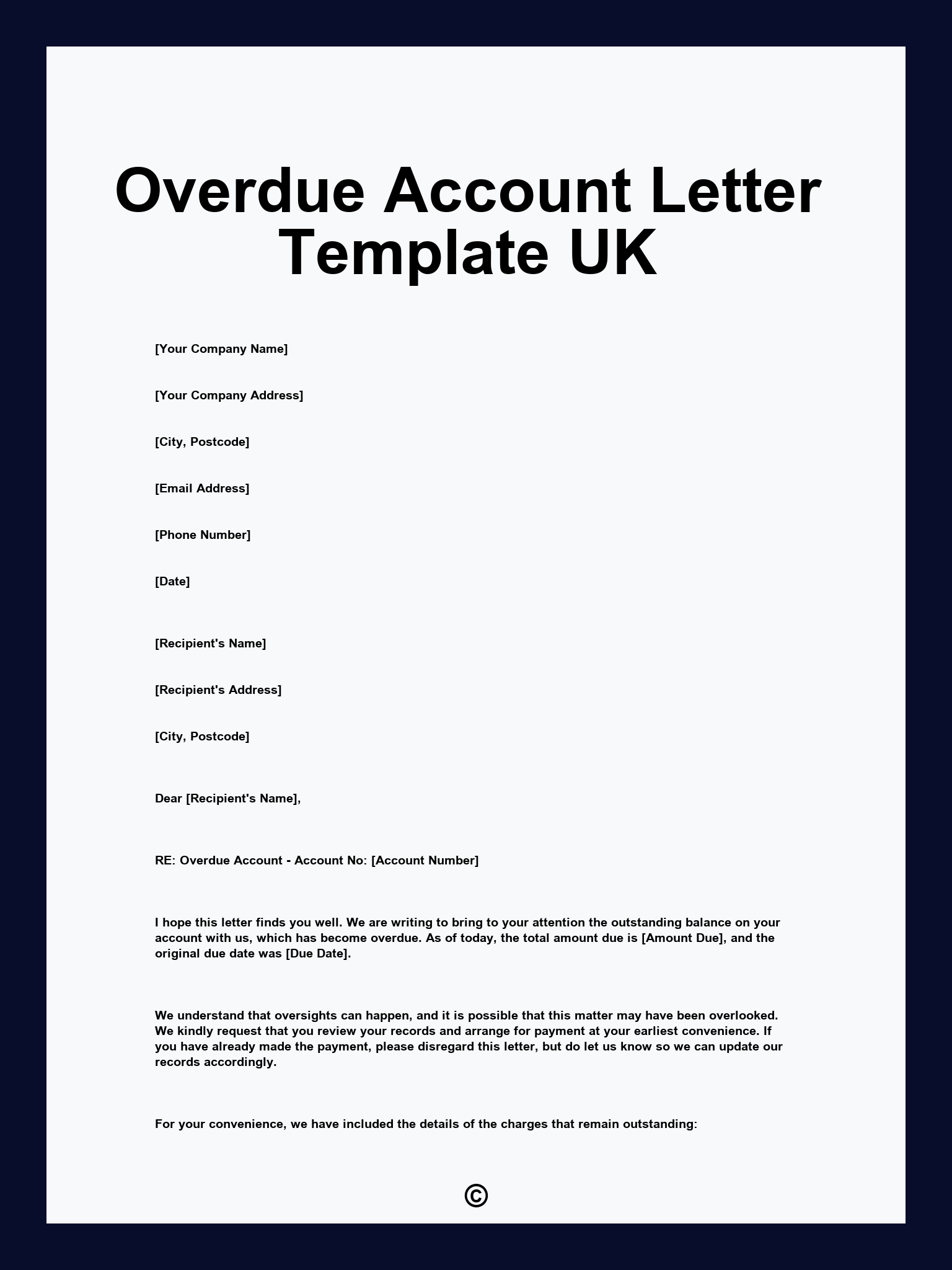 Overdue Account Letter Template UK