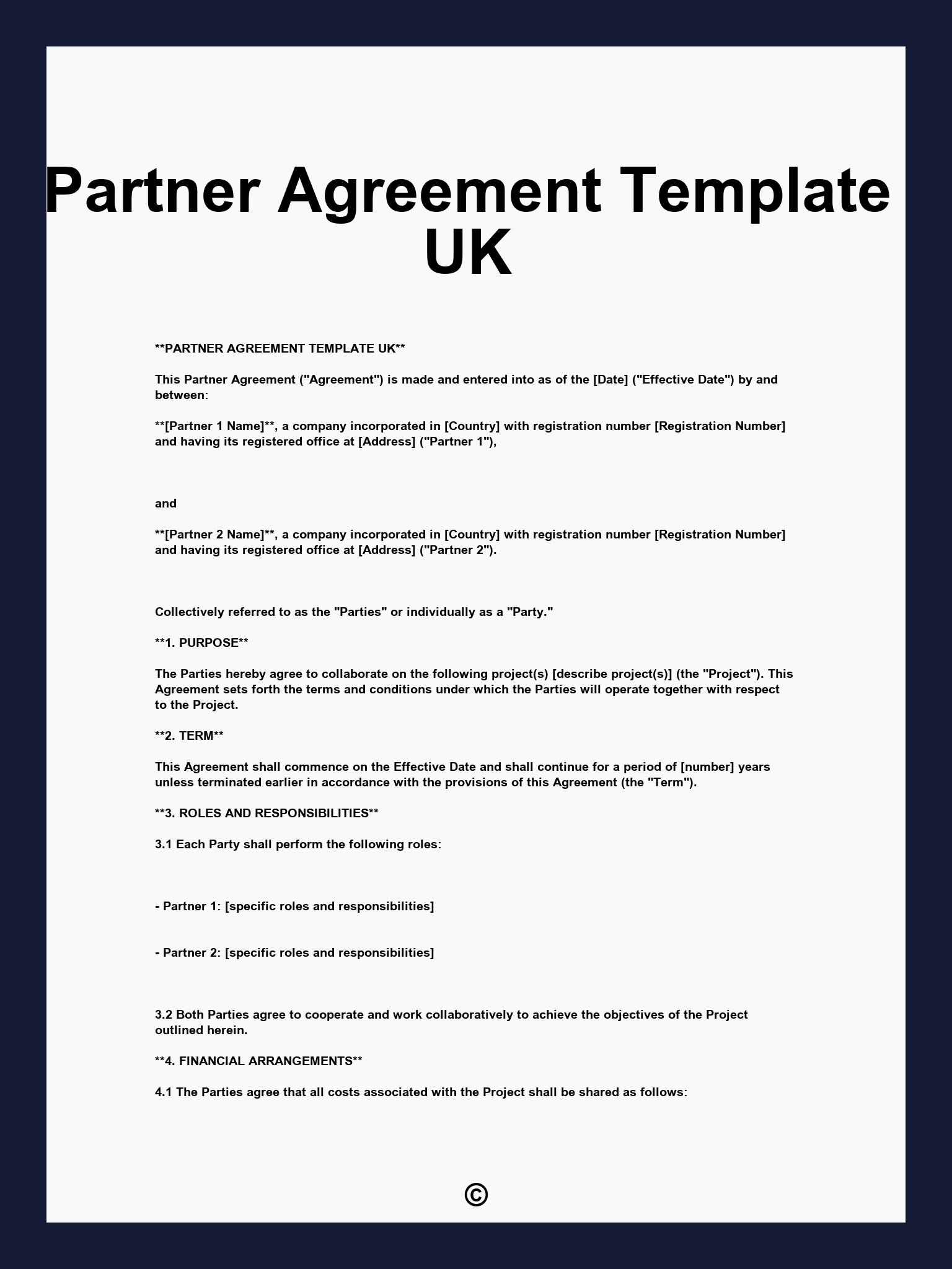Partner Agreement Template UK