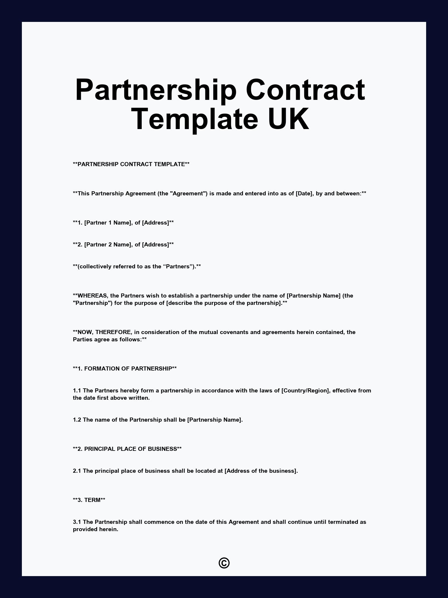 Partnership Contract Template UK