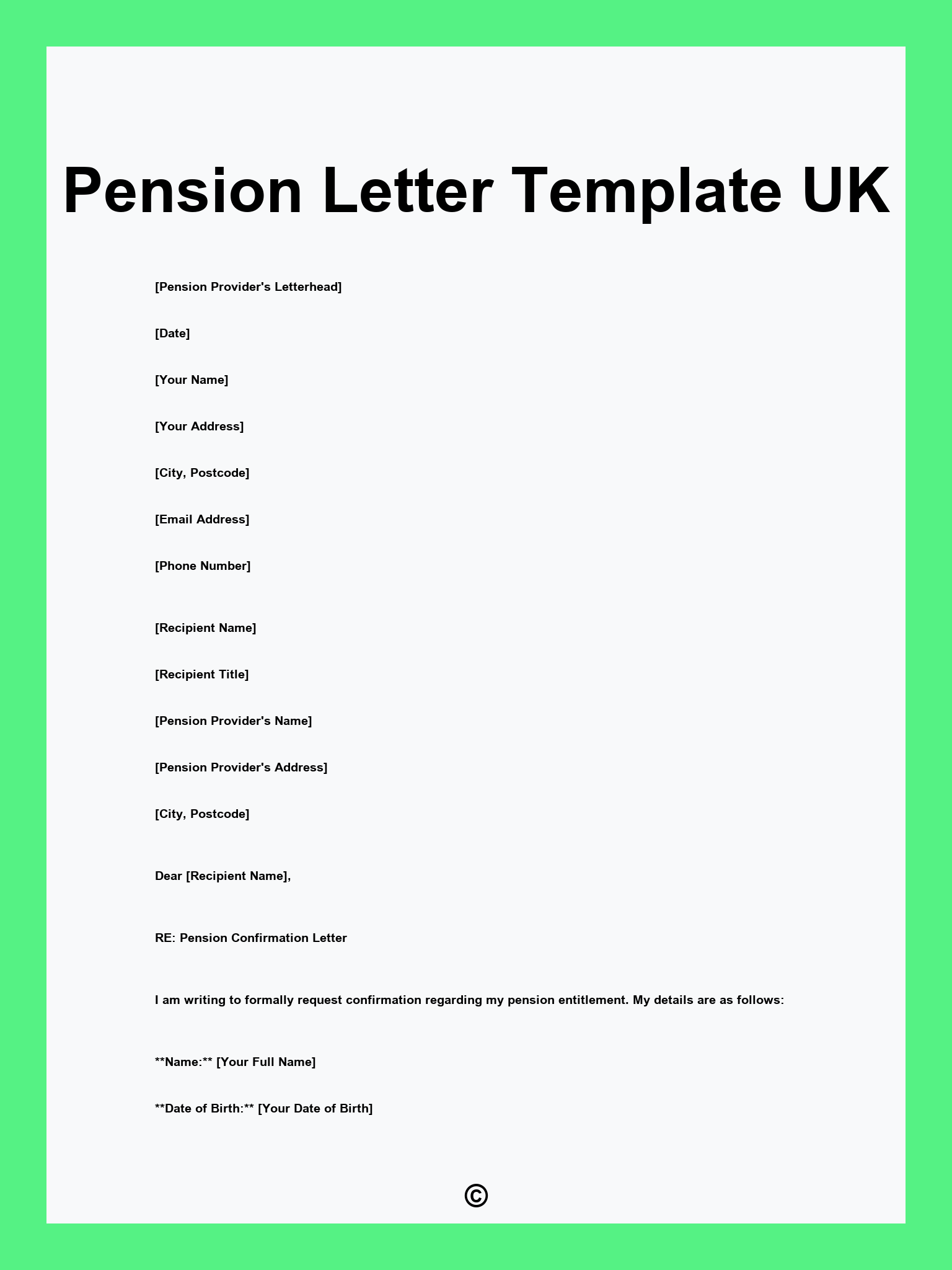 Pension Letter Template UK