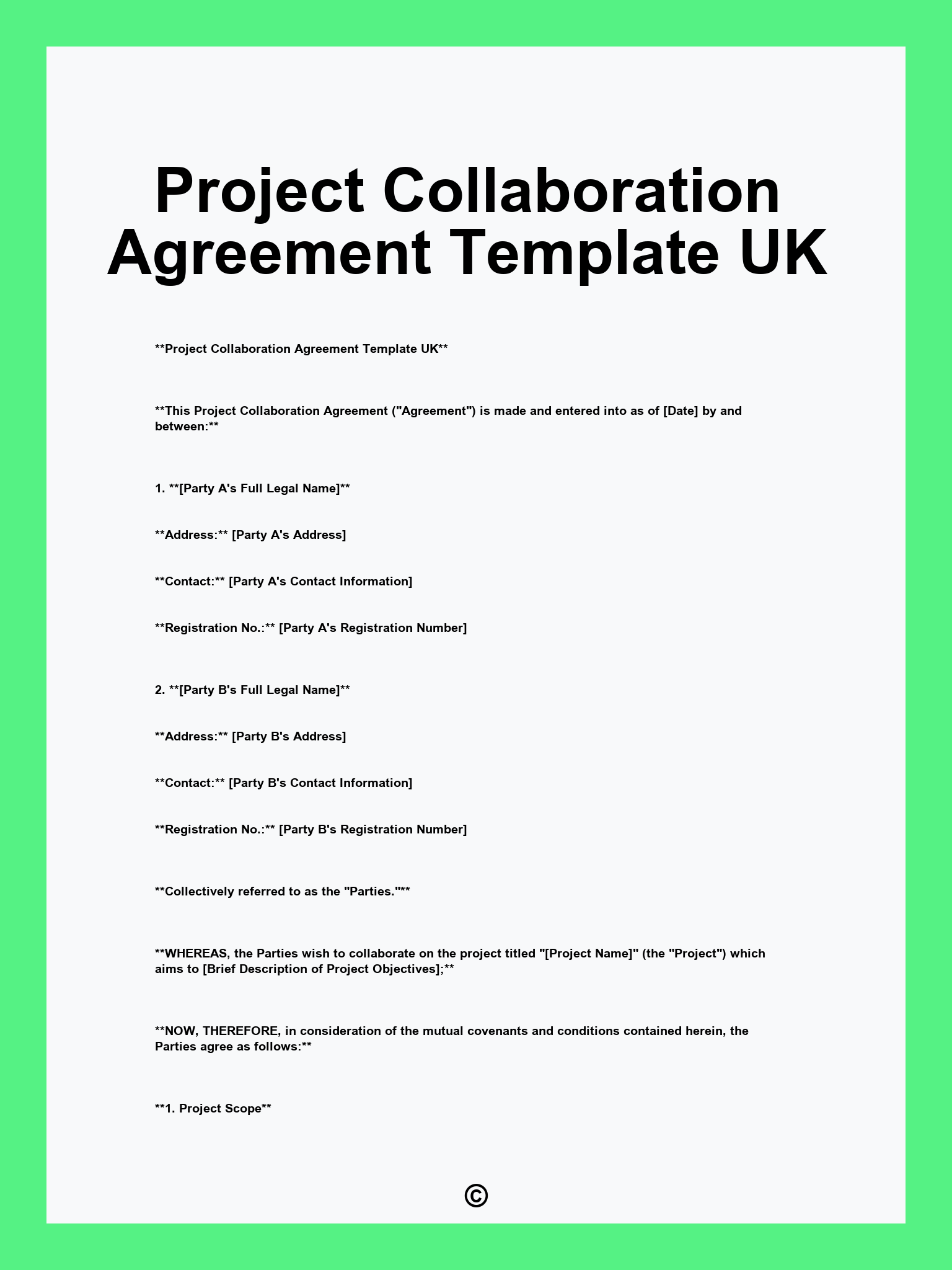 Project Collaboration Agreement Template UK