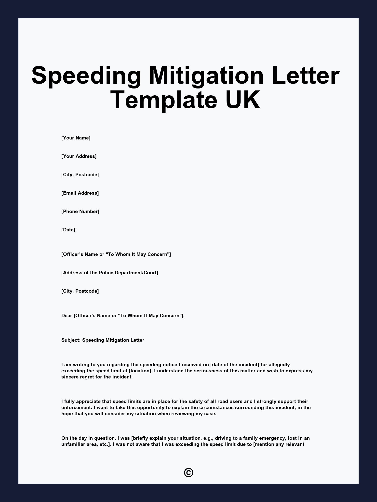Speeding Mitigation Letter Template UK Speeding Mitigation Letter Template UK