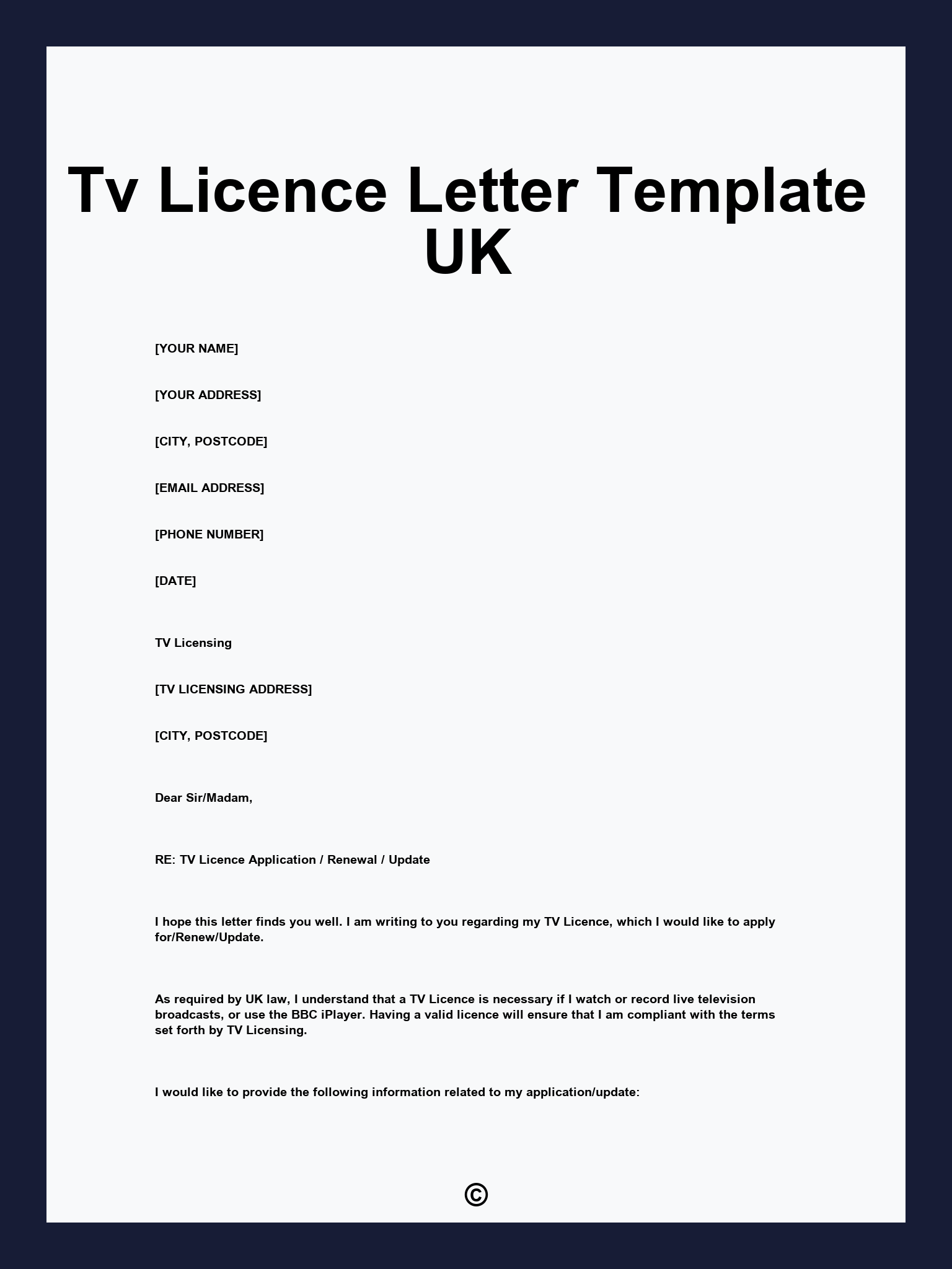 Tv Licence Letter Template UK