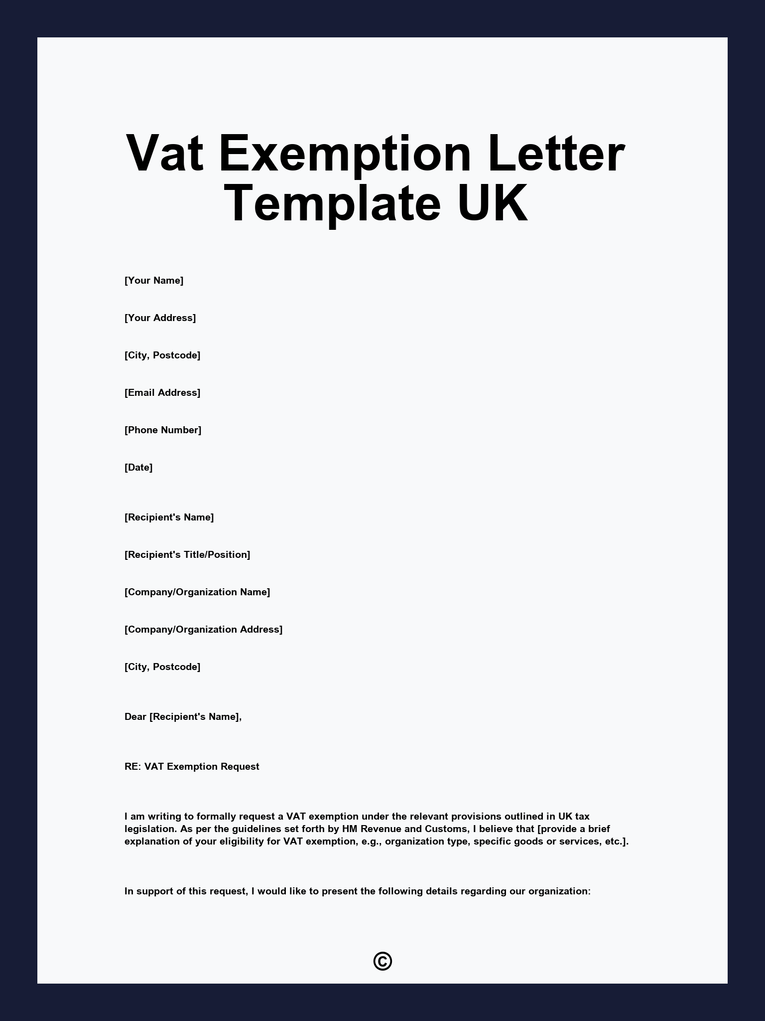 Vat Exemption Letter Template UK